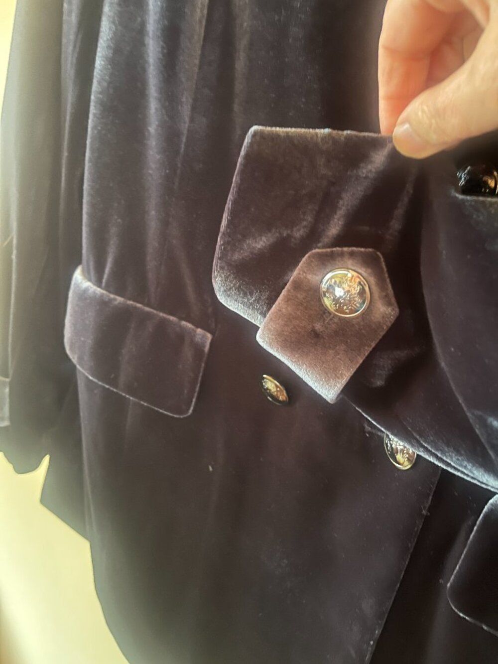 Jones New York Velvet Double‑Breasted Jacket Tonal Midnight Blue, Size 16 - Picture 3 of 6